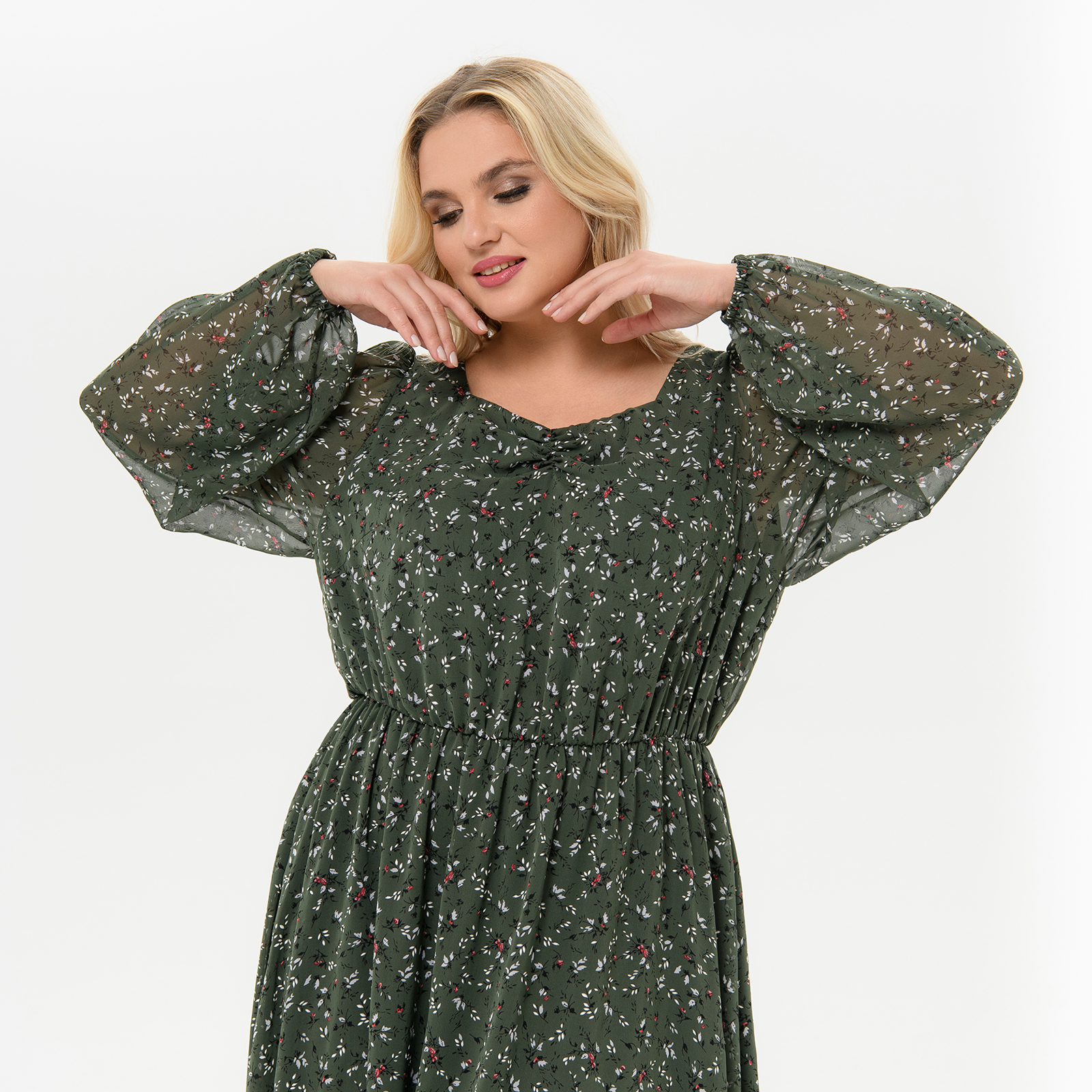 Романтичное платье из шифона, принт