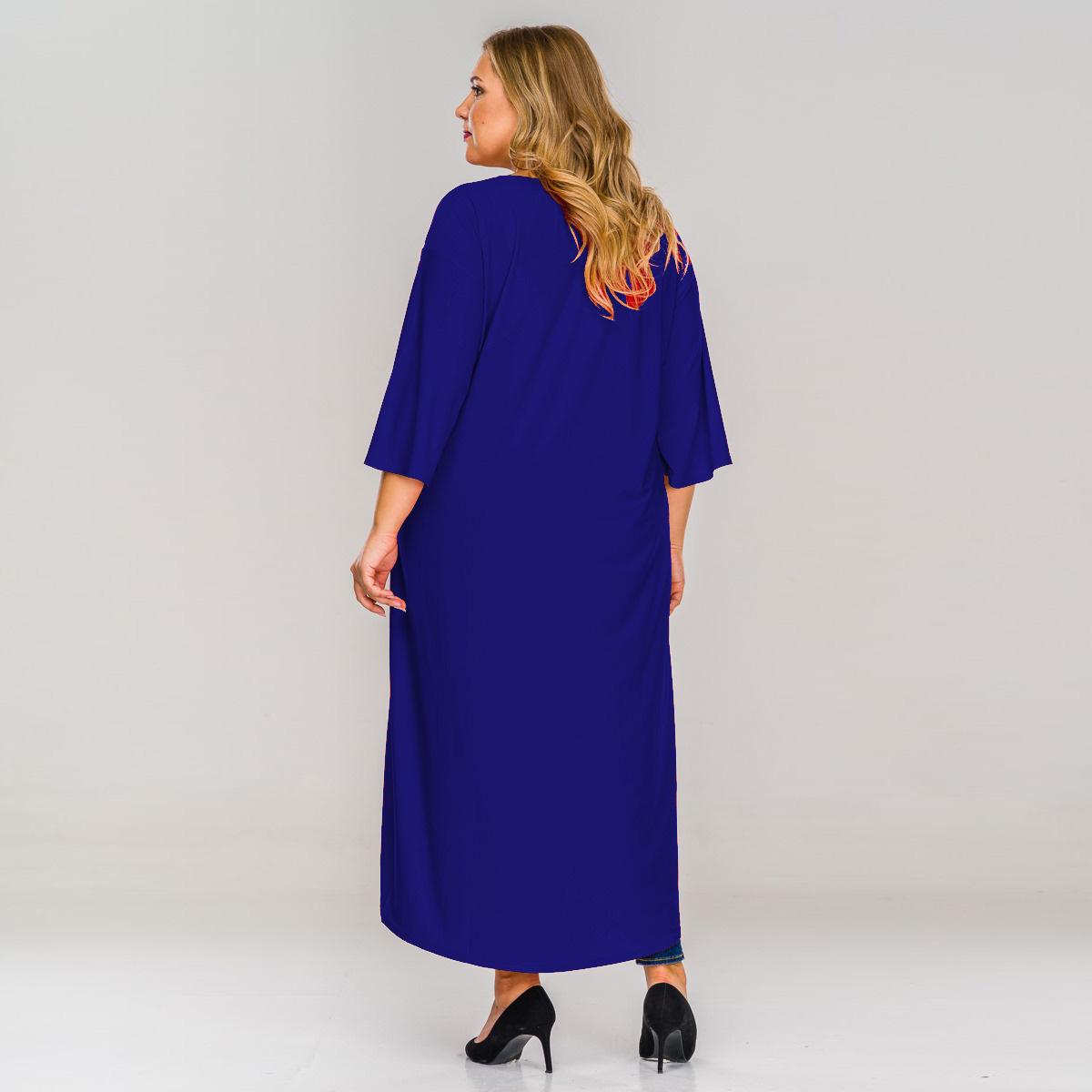 Туника удлиненная асимметричная, васильковая