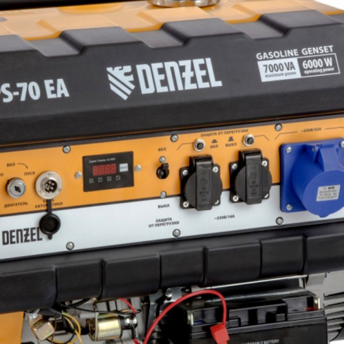 Генератор бензиновый Denzel PS 70 EA 946894, 4Т, 7000 Вт, 230 В, 25 л, коннектор автоматики