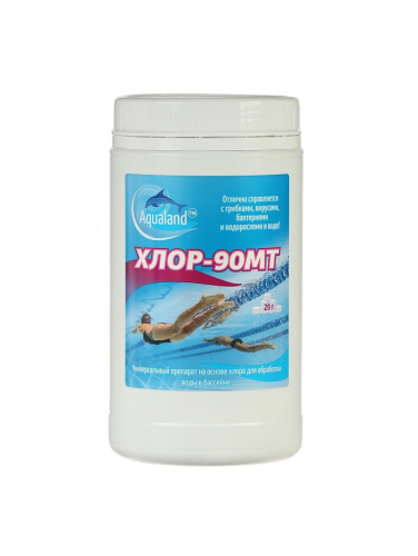 Дезинфицирующие средство Aqualand Хлор-90МТ, таблетки 20 г, 1 кг