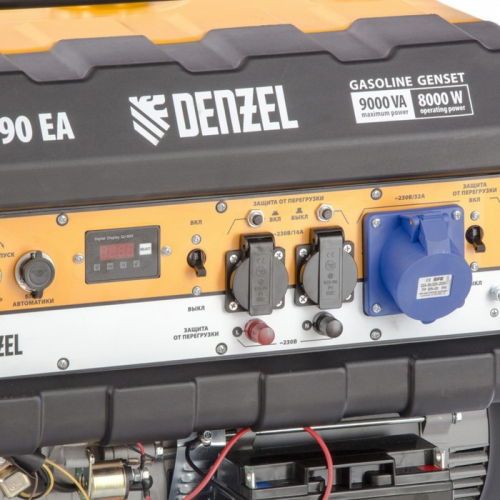 Генератор бензиновый Denzel PS 90 EA 946934, 4Т, 9000 Вт, 230 В, 25 л, коннектор автоматики