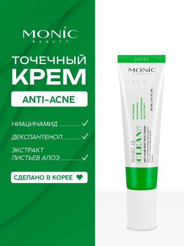 MONIC BEAUTY What is clean 2584 Точечный крем для лица анти акне, 20мл