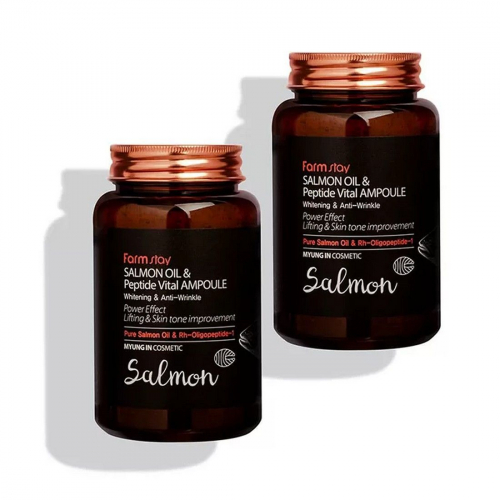 Farm Stay Ампульная сыворотка для лица с маслом лосося и пептидами / Salmon Oil & Peptide Vital Ampoule, 250 мл
