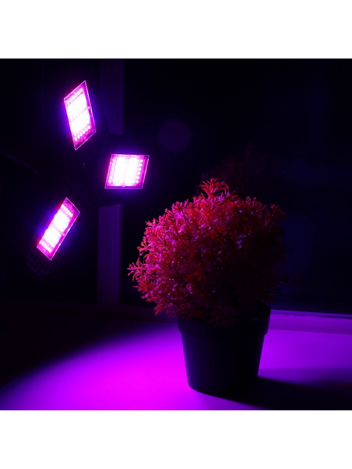 Фитолампа для растений, светодиодная, Е27, 30 Вт, 144 LED, 220 В, складная, биколорная