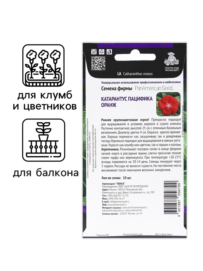 Семена цветов Катарантус Пацифика