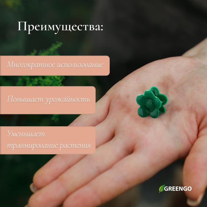 Клипса для растений «Ромашка», набор 10 шт., зелёный