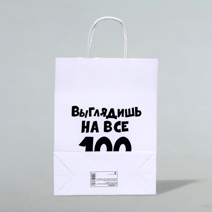 Пакет подарочный «Выглядишь на все 100», 24×14×28 см