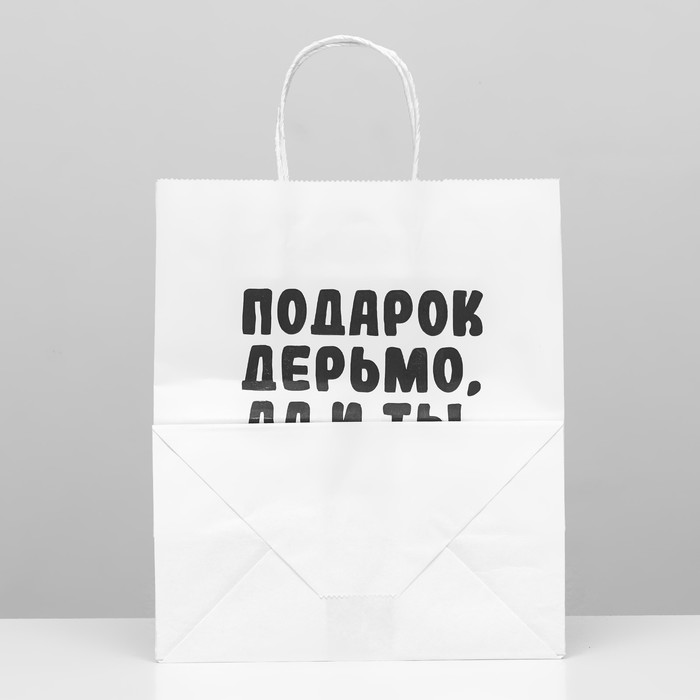 Пакет подарочный с приколами, крафт «Ты не очень», белый, 24 х 14 х 28 см
