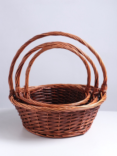 Набор корзин плетёных 3 шт., 48×18×44/40×16×39/33×14×34 см, ива