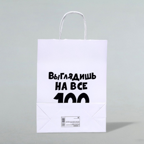 Пакет подарочный «Выглядишь на все 100», 24×14×28 см