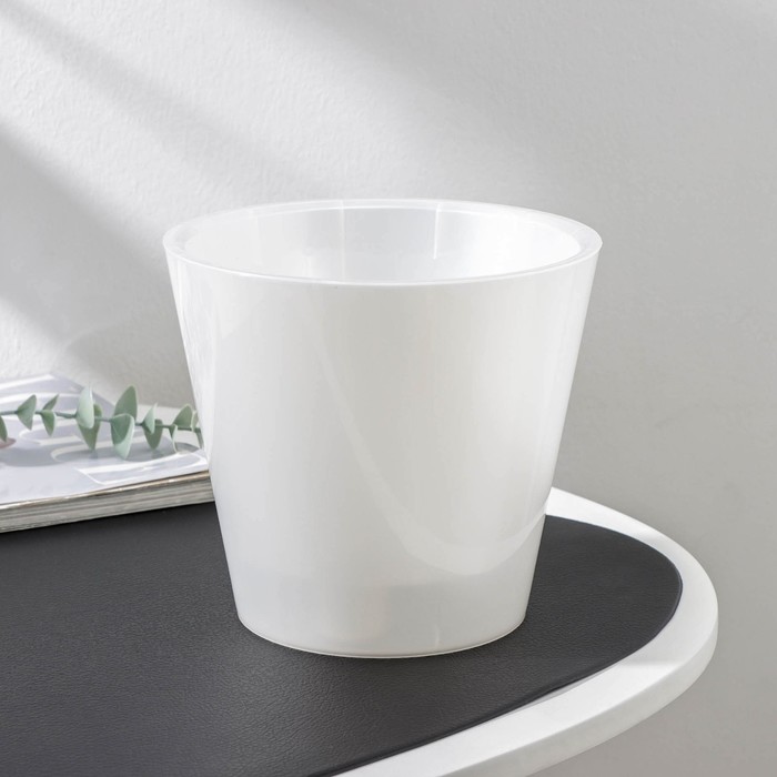 Кашпо для орхидей со вставкой, 1.6 л (1 л), d=16 см, h=14.5 см, белый перламутр