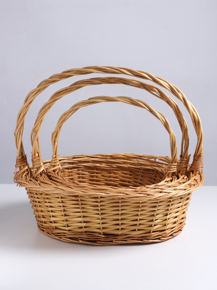 Набор корзин плетёных, 3 шт., 48×38×14×40/40×30×12×35/32×24×11×30 см, ива
