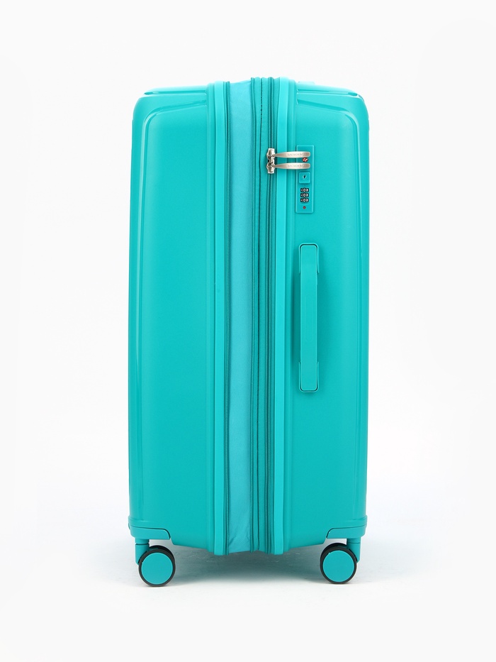 Чемодан на колёсах Bagvoyage большой 111 л (L), на молнии, с увеличением, кодовый замок, 4 колеса, зелёный