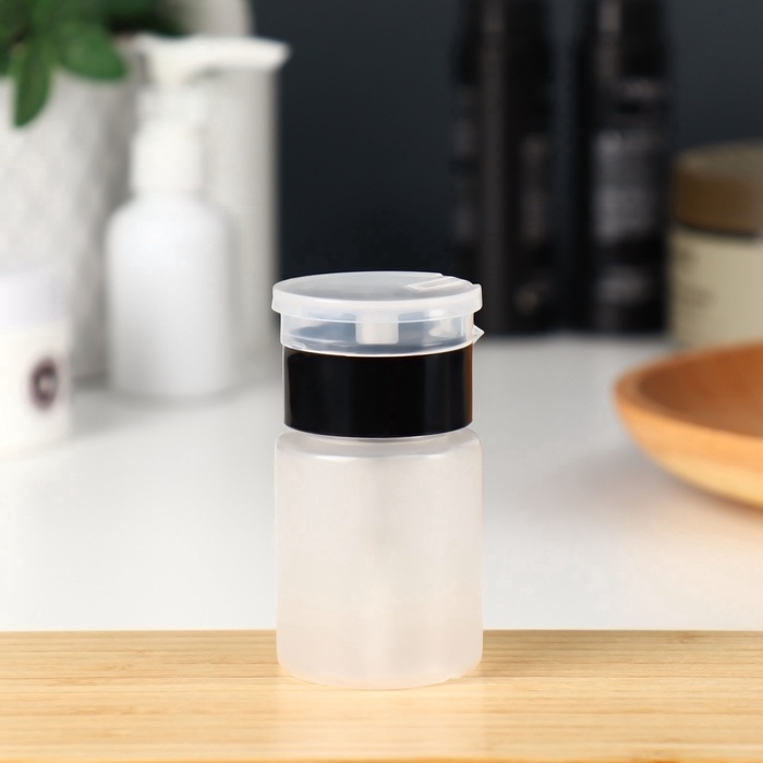 Флакон с помпой, 75 мл, чёрный, прозрачный