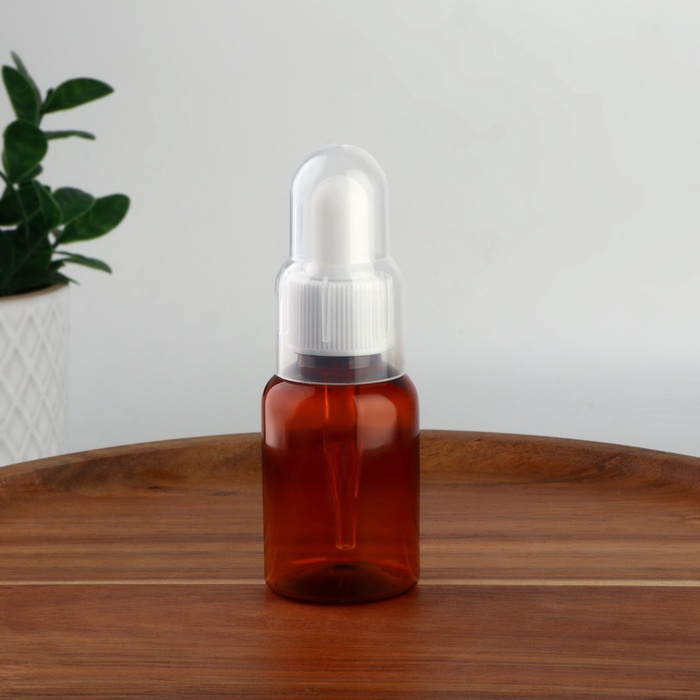 Бутылочка для хранения, с пипеткой, 35 мл, коричневая, белая