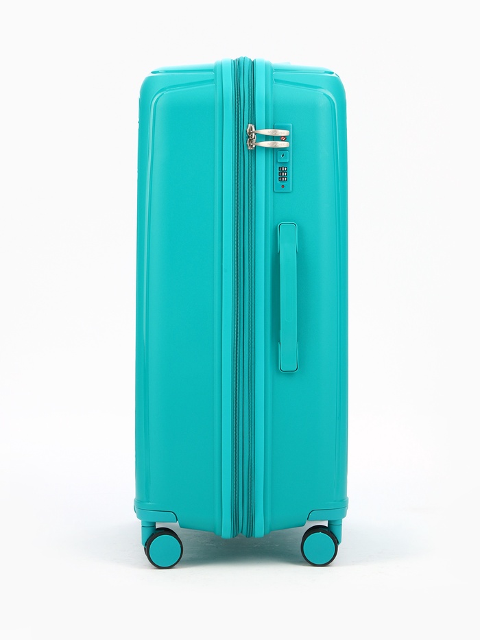 Чемодан на колёсах Bagvoyage большой 111 л (L), на молнии, с увеличением, кодовый замок, 4 колеса, зелёный
