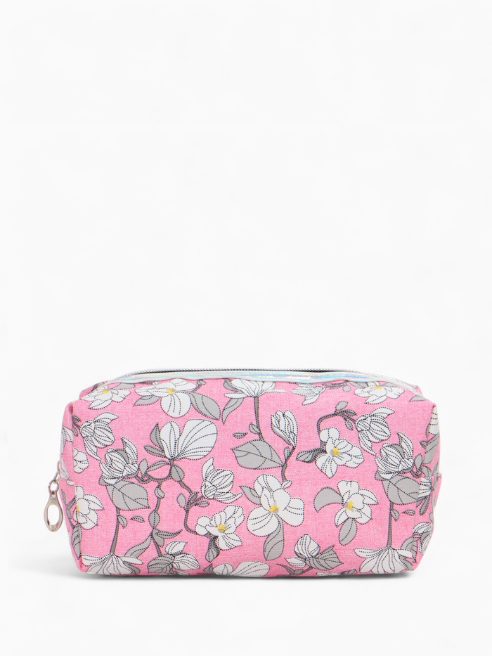 Косметичка на молнии женская, с рисунком, с рисунком, пастельно-розовая