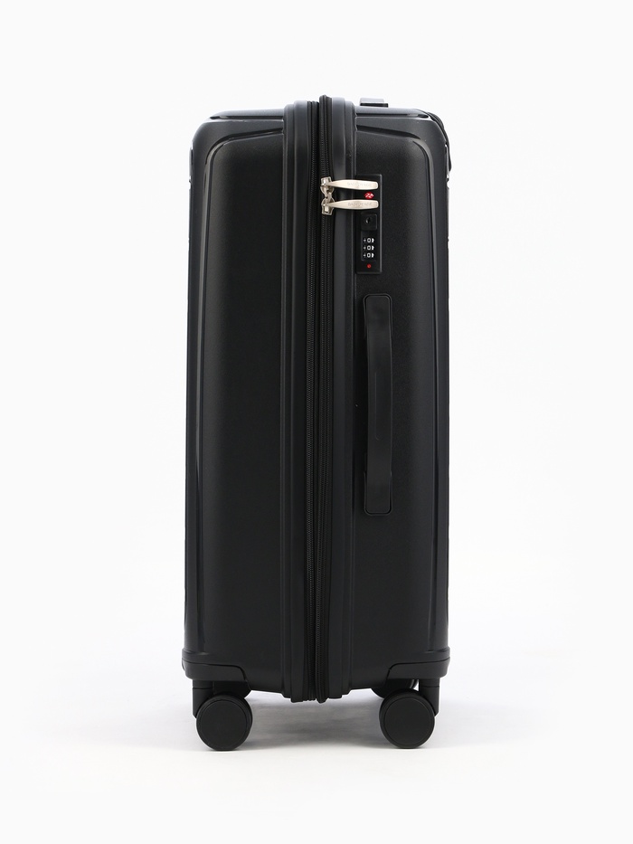 Чемодан на колёсах Bagvoyage средний 73 л (М), на молнии, с увеличением, кодовый замок, 4 колеса, чёрный