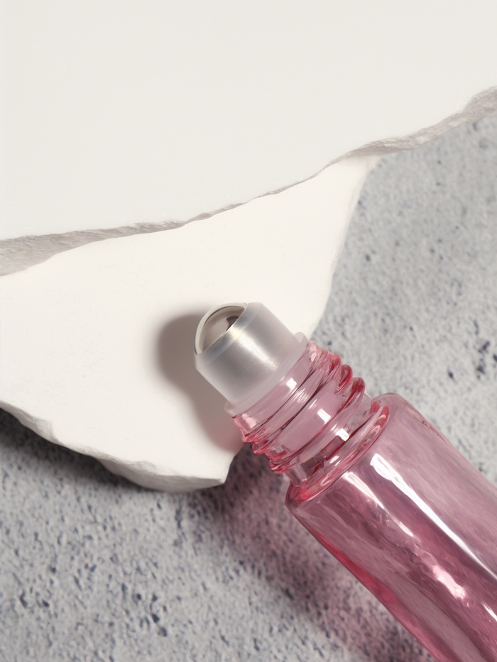 Флакон стеклянный для парфюма, с металлическим роликом, 10 мл, цвет розовый, розовое золото