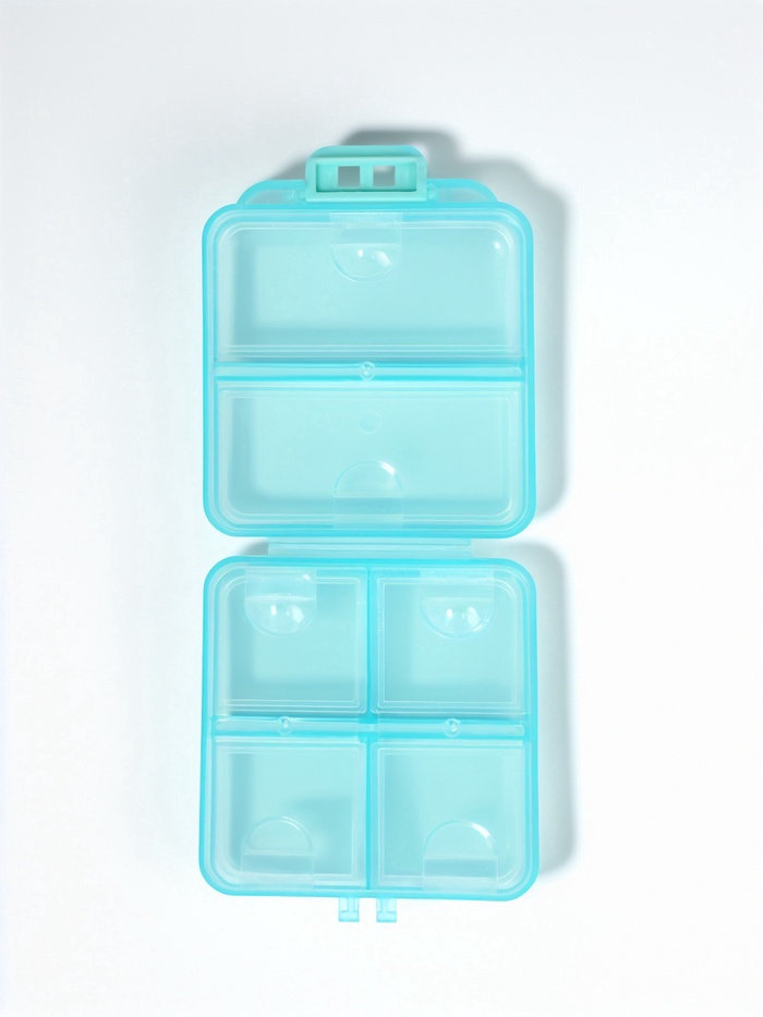 Таблетница, 7 × 7,8 × 3,5 см, 6 секций, складная, квадрат, цвет МИКС