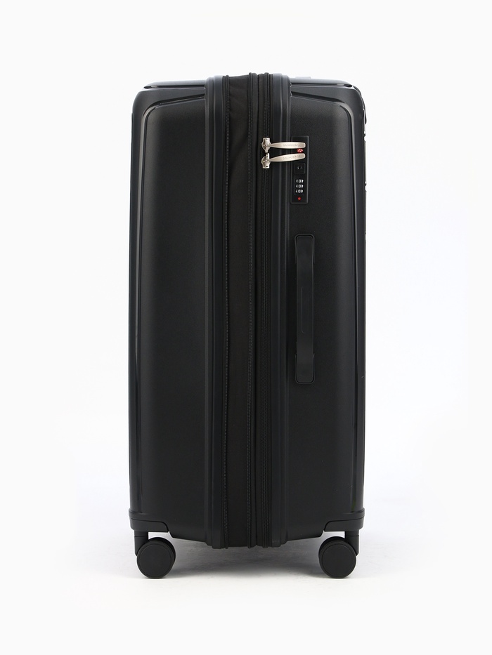 Чемодан на колёсах Bagvoyage большой 111 л (L), на молнии, с увеличением, кодовый замок, 4 колеса, чёрный