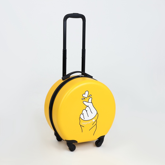 Чемодан детский на колёсах 33 л (S), на молнии, 4 колеса, жёлтый