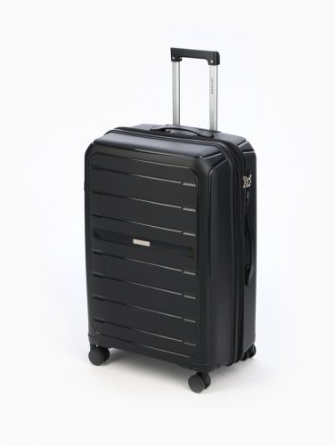 Чемодан на колёсах Bagvoyage большой 111 л (L), на молнии, с увеличением, кодовый замок, 4 колеса, чёрный