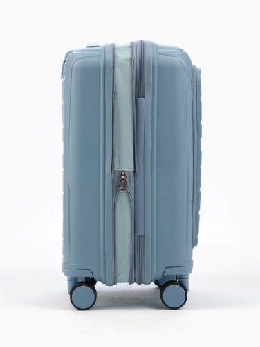 Чемодан на колёсах Bagvoyage маленький 46 л (S), на молнии, с увеличением, отдел для ноутбука, кодовый замок, 4 колеса, голубой