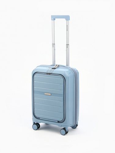 Чемодан на колёсах Bagvoyage маленький 46 л (S), на молнии, с увеличением, отдел для ноутбука, кодовый замок, 4 колеса, голубой