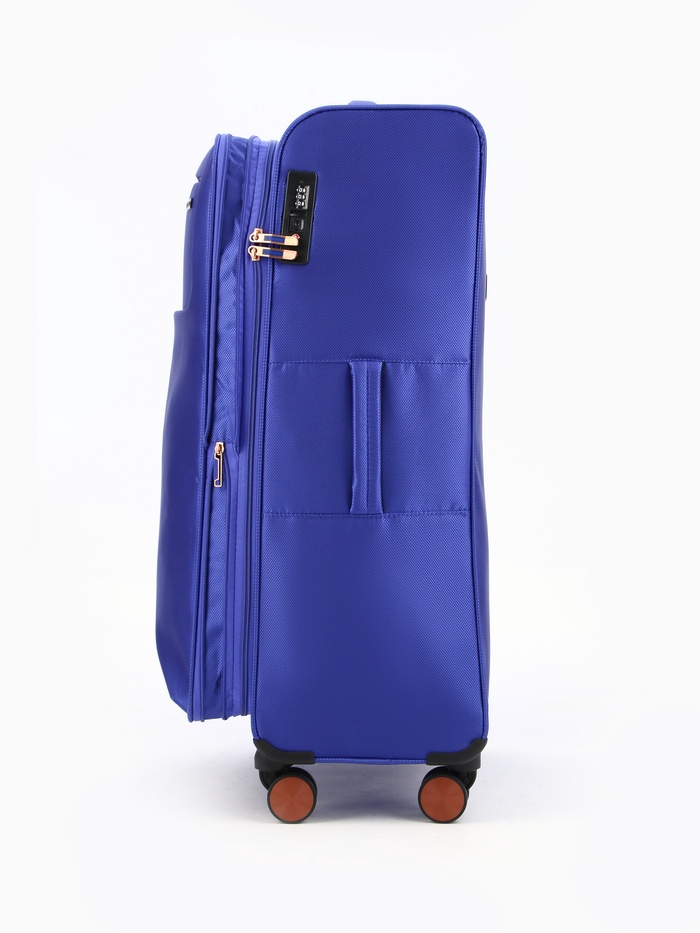 Чемодан на колёсах Bagvoyage большой 113 л (L), на молнии, с увеличением, кодовый замок, 4 колеса, васильковый