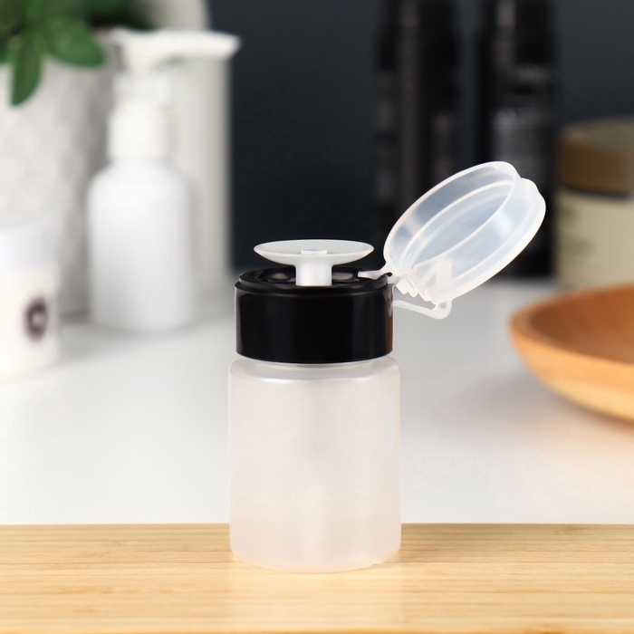 Флакон с помпой, 75 мл, чёрный, прозрачный