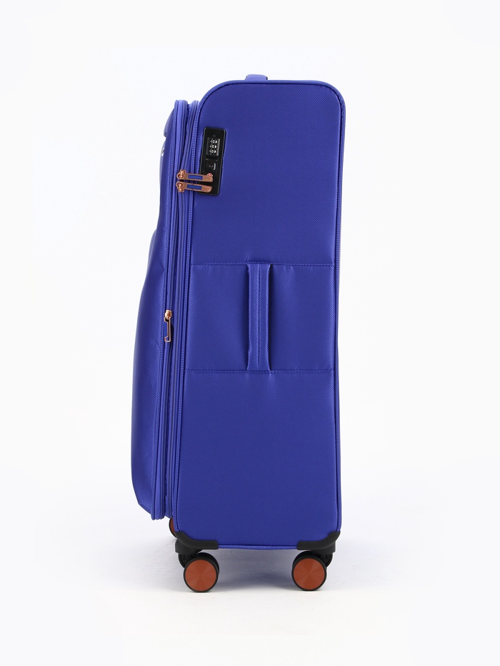 Чемодан на колёсах Bagvoyage большой 113 л (L), на молнии, с увеличением, кодовый замок, 4 колеса, васильковый