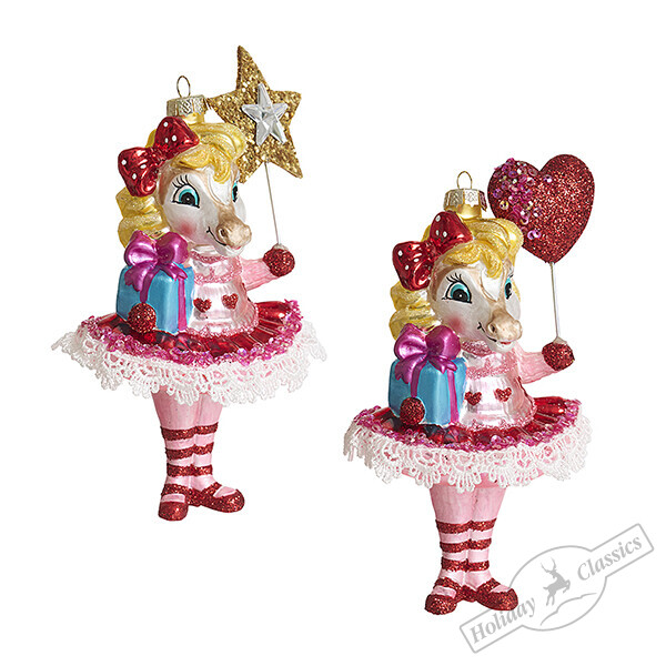 Лошадь-балеринка с подарками асс. из 2-х (стекло)  8х7х14 см