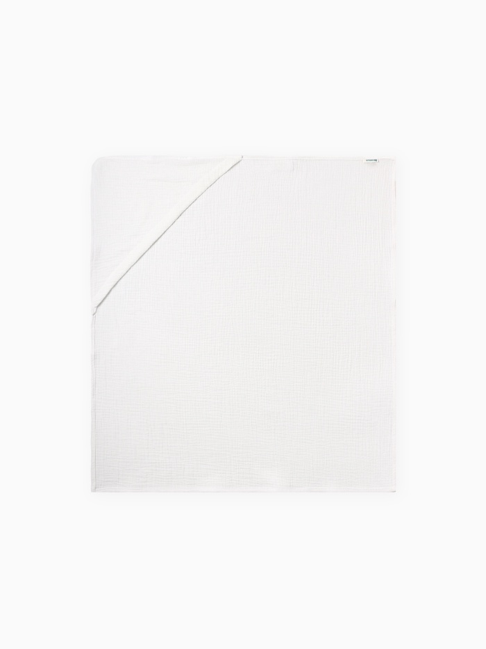 Полотенце - уголок муслиновый Крошка Я, 75×75 см, 100% хлопок, 120 г/м², белый