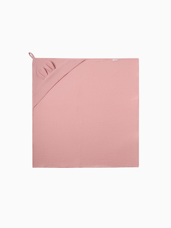 Полотенце - уголок муслиновое Крошка Я, 75×75 см, 100% хлопок, 120 г/м², пудровое