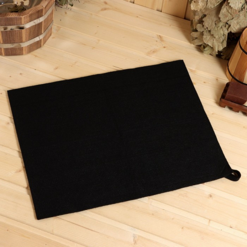 Коврик - сидушка для бани и сауны, 50×40 см, 70% полиэфир, 30% шерсть, черный