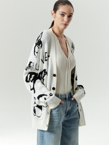 Кардиган oversize с принтом ,
54% акрил, 46% хлопок ,