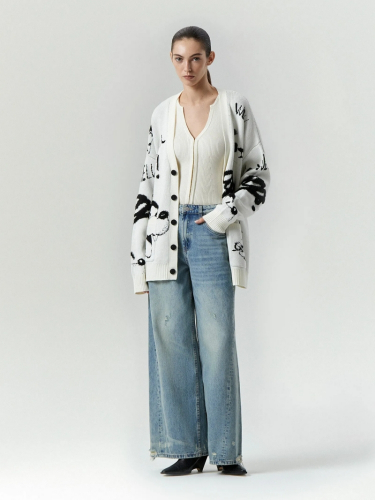 Кардиган oversize с принтом ,
54% акрил, 46% хлопок ,