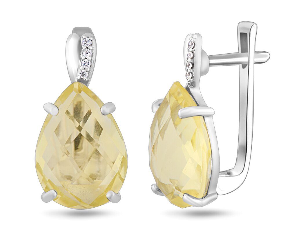 Серьги, лимонный топаз, Маркиза