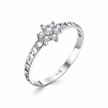 Кольцо с фианитом родированное серебро 925*