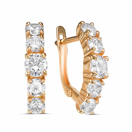 Серьги с фианитом позолоченные серебро 925*