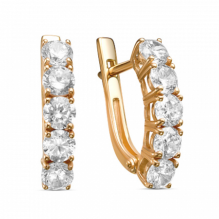 Серьги с фианитом позолоченные серебро 925*