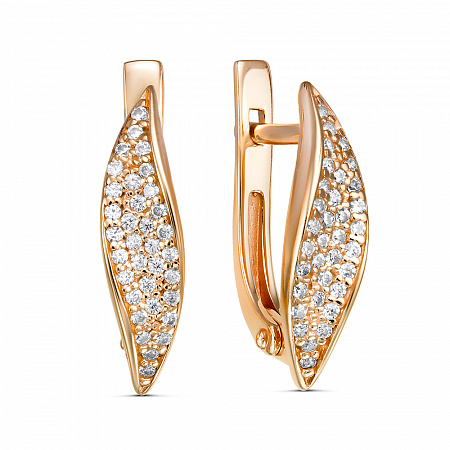 Серьги с фианитом позолоченные серебро 925*