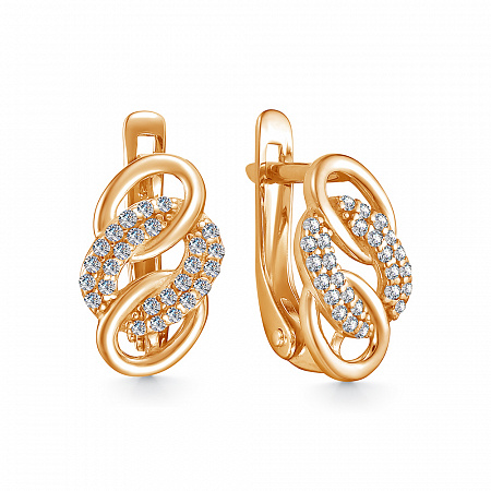 Серьги с фианитом позолоченные серебро 925*