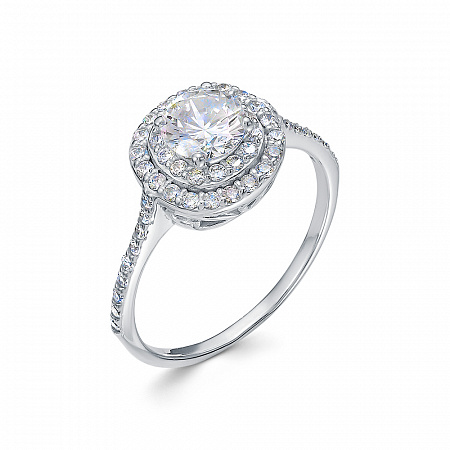 Кольцо с фианитом родированное серебро 925*