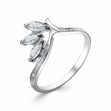 Кольцо с фианитом родированное серебро 925*