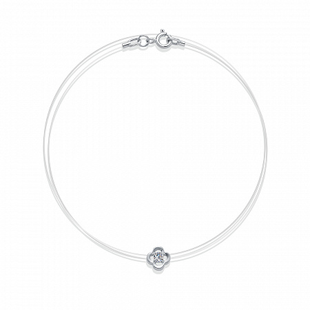 Колье (леска) родированное фианит серебро 925*