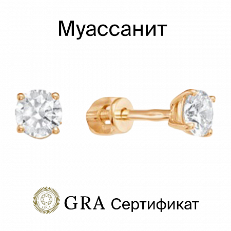 Серьги с муассанитом позолоченные серебро 925*
