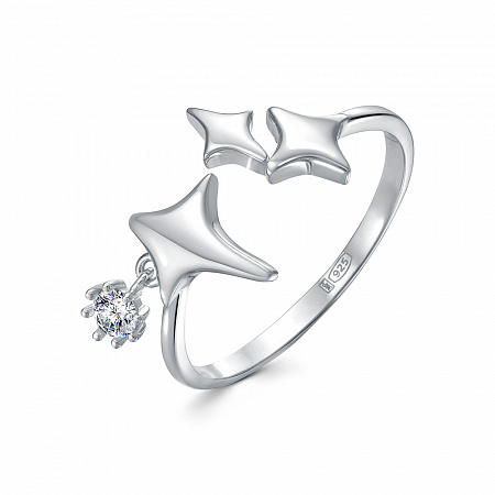 Кольцо с фианитом родированное серебро 925*