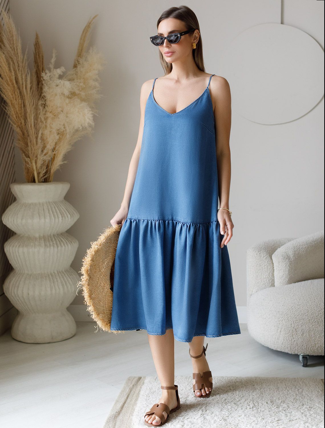 Сарафан из лиоцелла под деним D52.022 синий